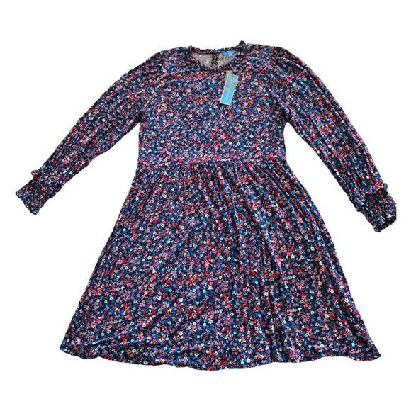 NWT DRAPER JAMES Womens' Blue Wispy Floral Kitty Knit Shift Dress XL - Picture 11 of 12